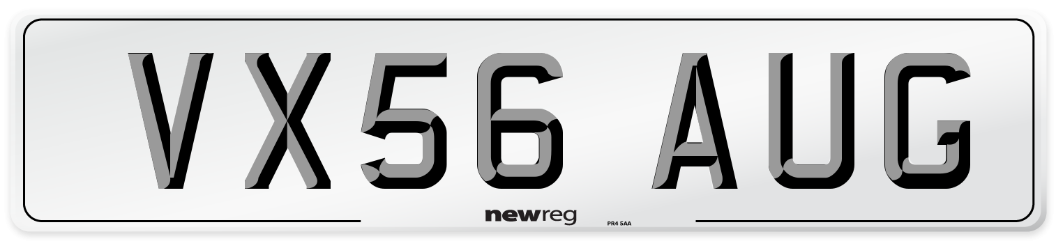 VX56 AUG Number Plate from New Reg